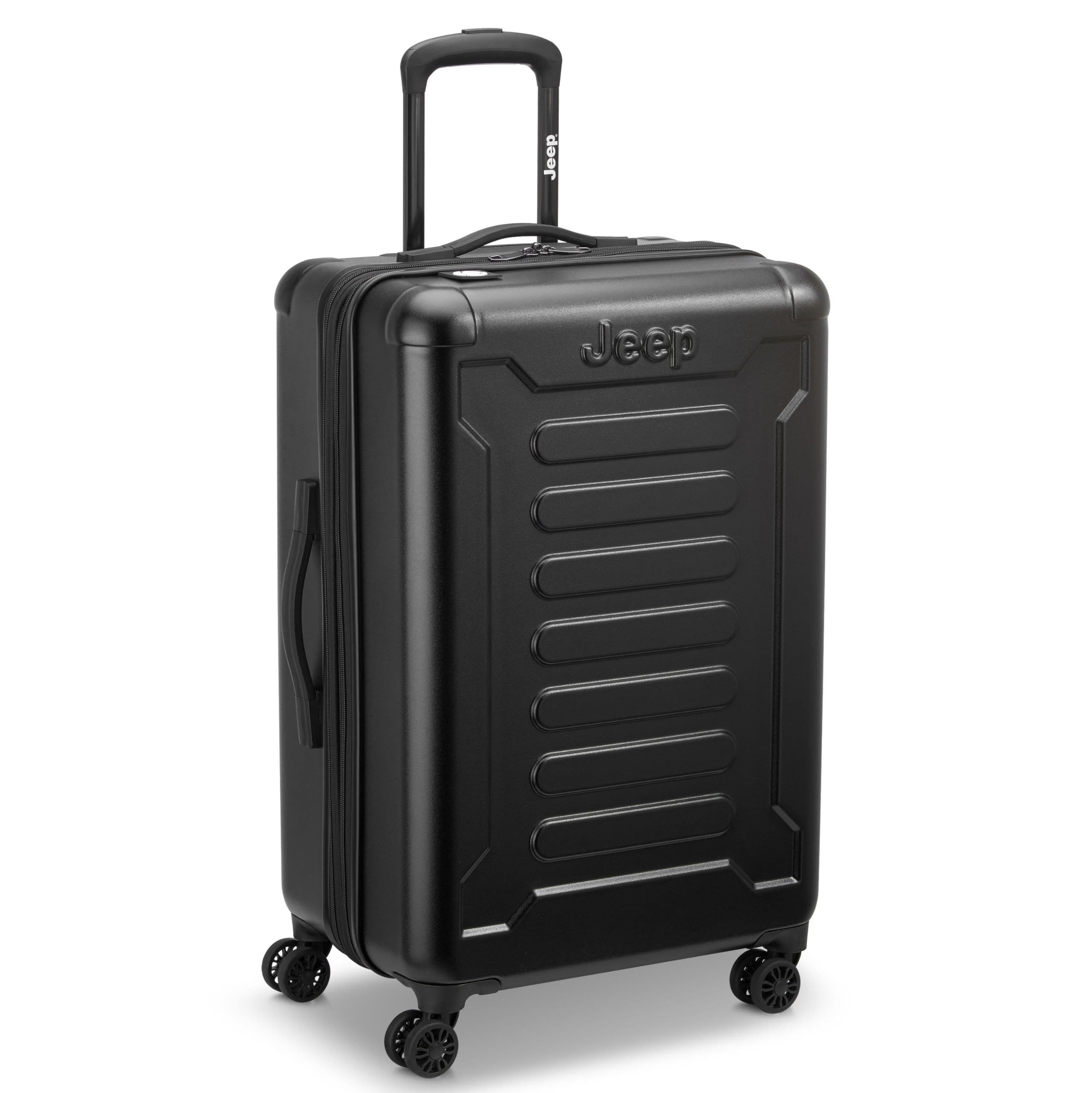 JEEP JH004C Checked-Medium 24 Inch Hardside Expandable Luggage with Spinner Wheels, Alternate, color, Black
