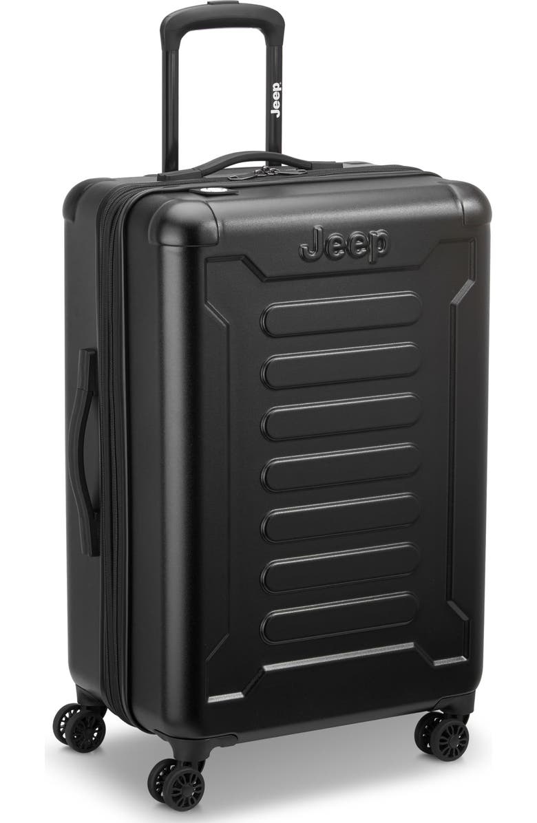 JEEP JH004C Checked-Medium 24 Inch Hardside Expandable Luggage with Spinner Wheels, Alternate, color, Black