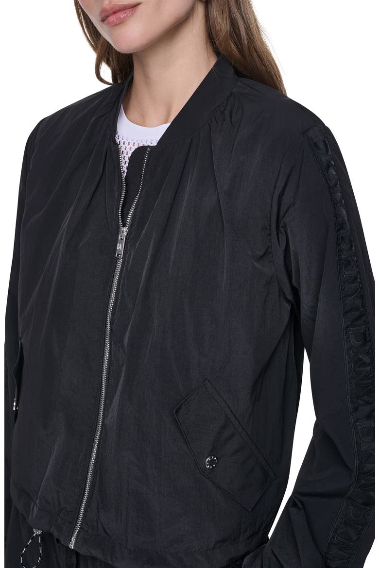 Logo Trim Nylon Bomber Jacket, Alternate, color, BLACK
