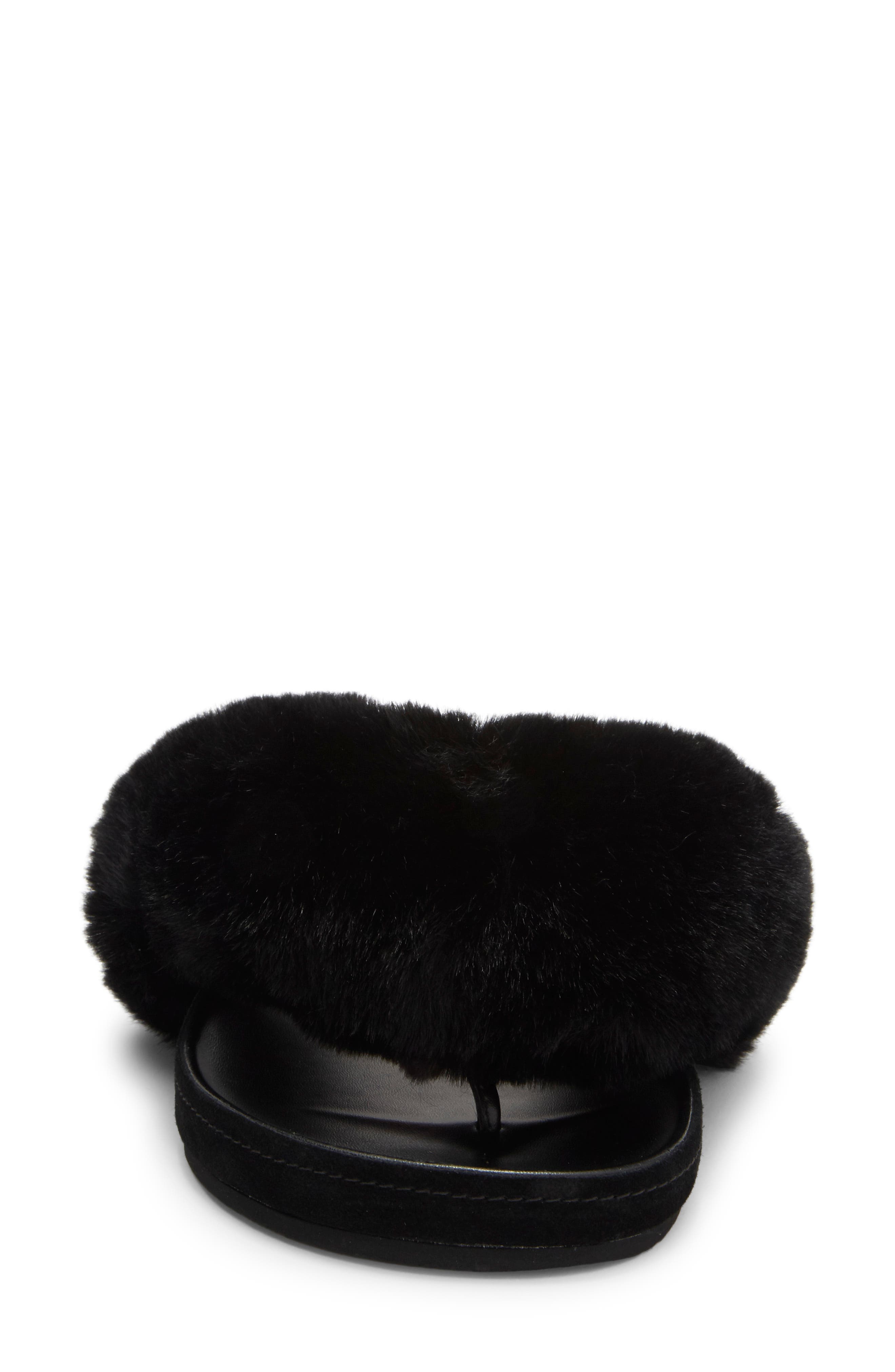 Jeffrey Campbell Delulu Faux Fur Flip Flop, Alternate, color, Black Combo