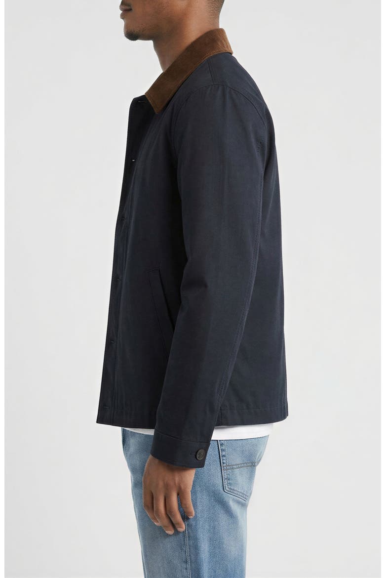 Faux Suede Collar Cotton Canvas Jacket, Alternate, color, NAVY