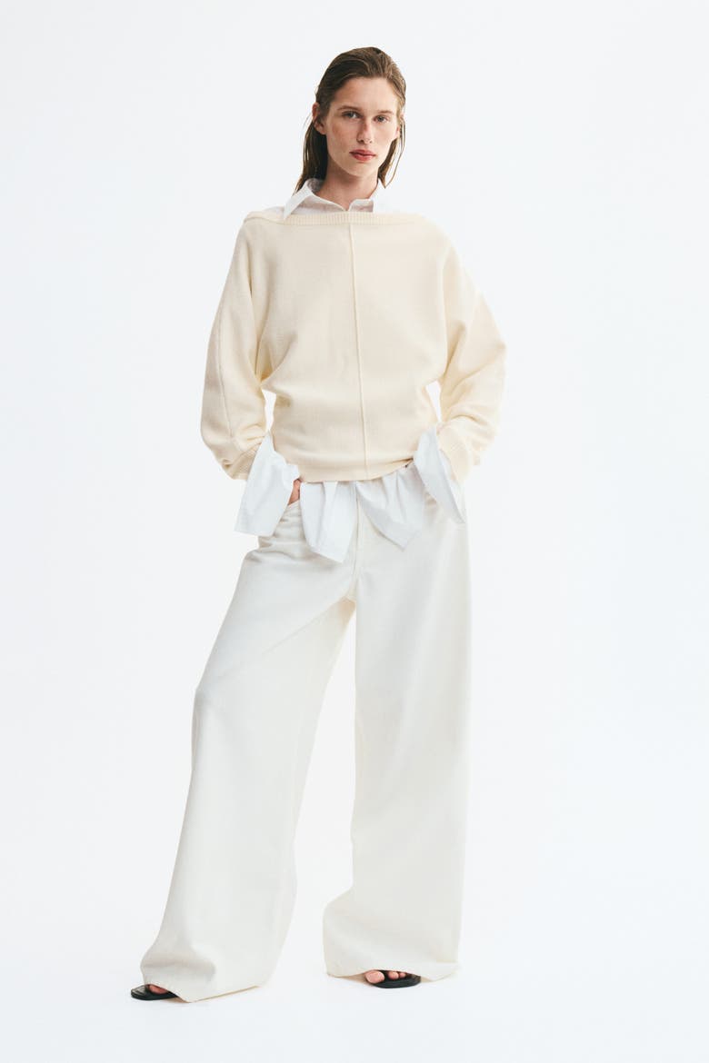 Viscose-Blend Boat-Neck Sweater, Alternate, color, Cream