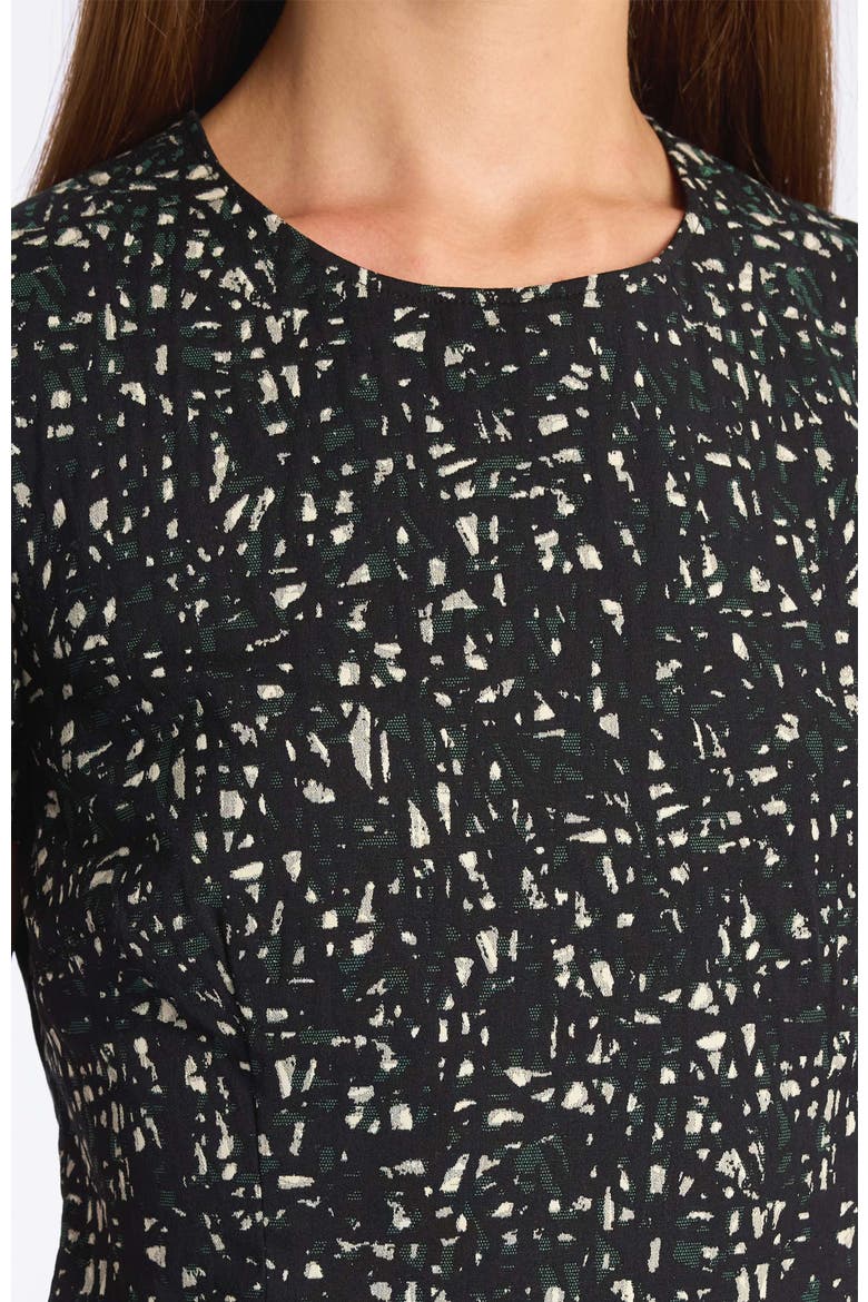 Moira A-Line Sheath Dress in Stretch Jacquard, Alternate, color, Evergreen Multi