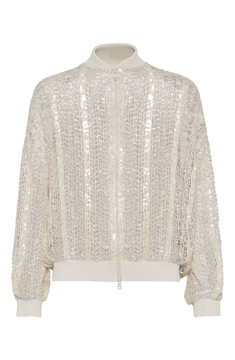 Brunello Cucinelli Dazzling Net Embroidery bomber, Main, color, 