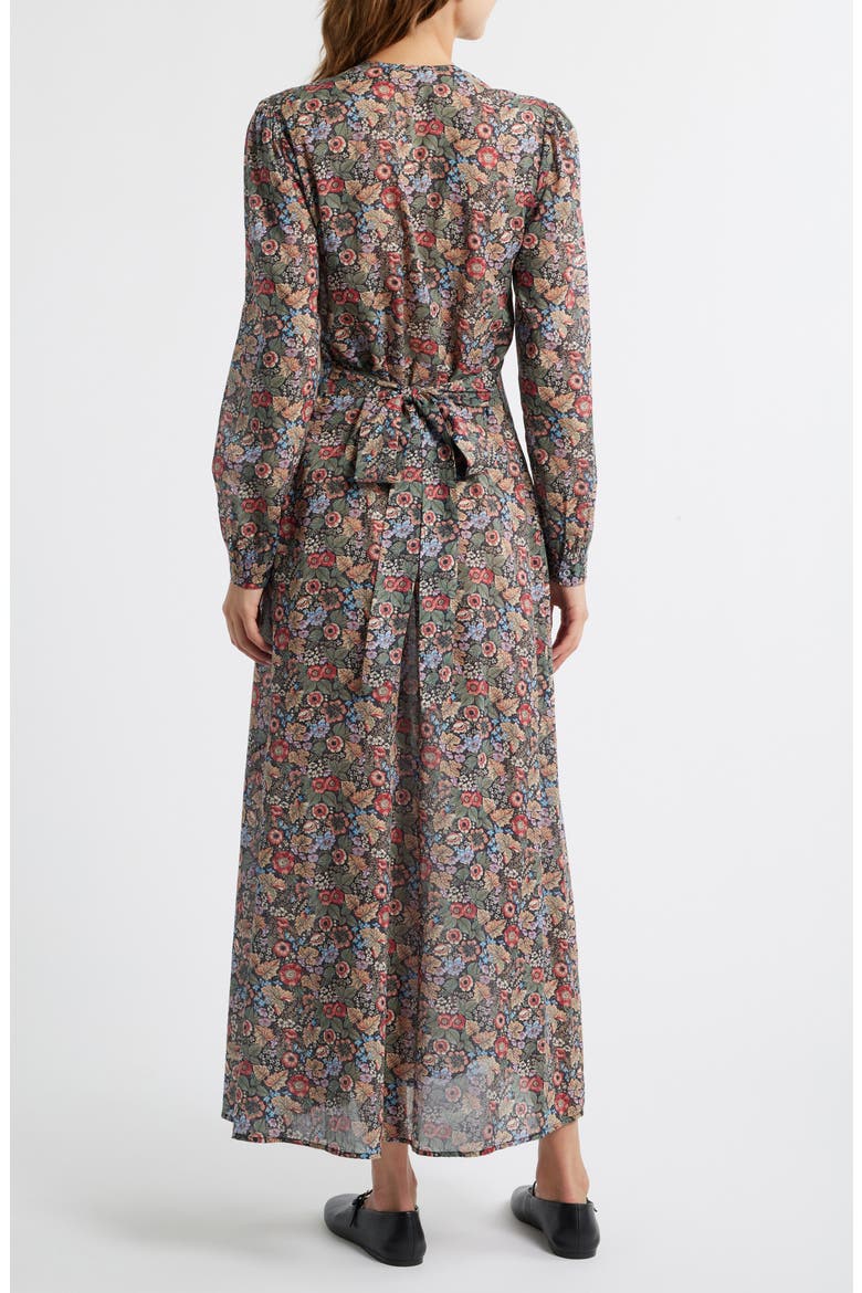Charleston Floral Long Sleeve Cotton Maxi Dress, Alternate, color, WILD BERRY THICKET