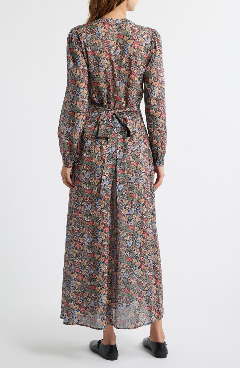 DÔEN Charleston Floral Long Sleeve Cotton Maxi Dress, Alternate, color, Wild Berry Thicket