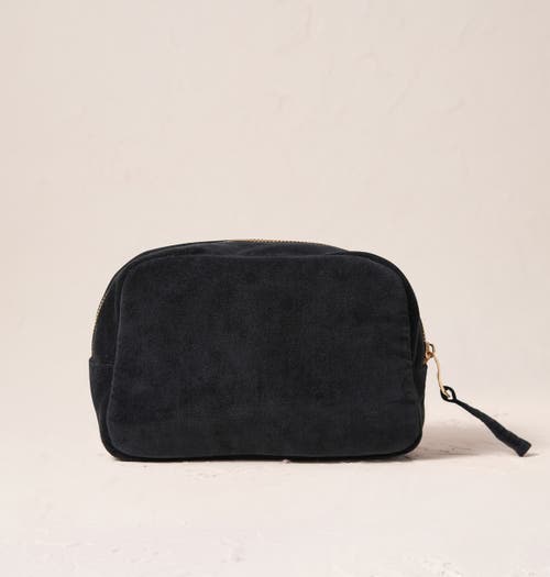 Elizabeth Scarlett Honey Bee Velvet Makeup Bag In Black