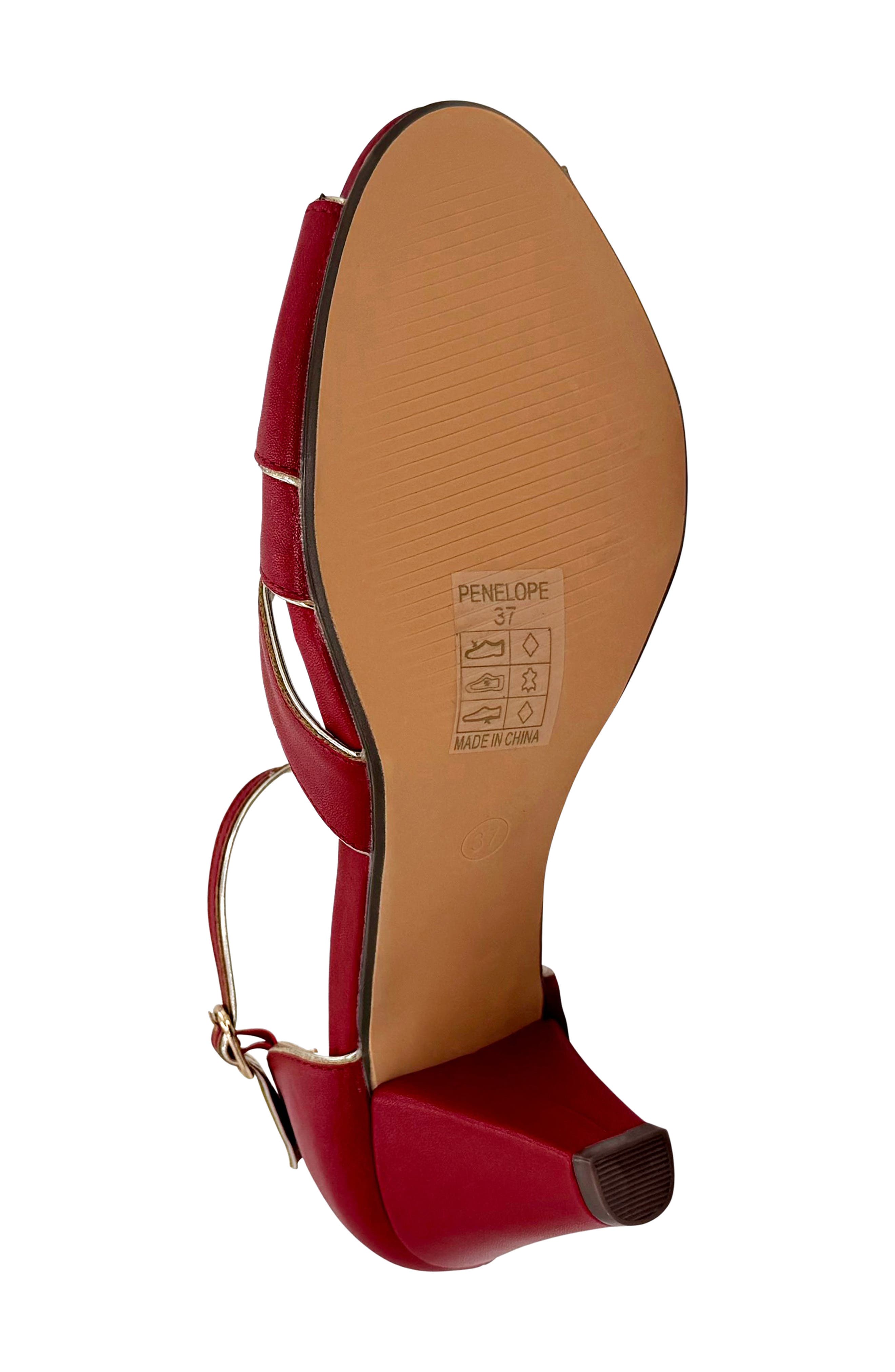 Penelope T-Strap Sandal, Alternate, color, RED