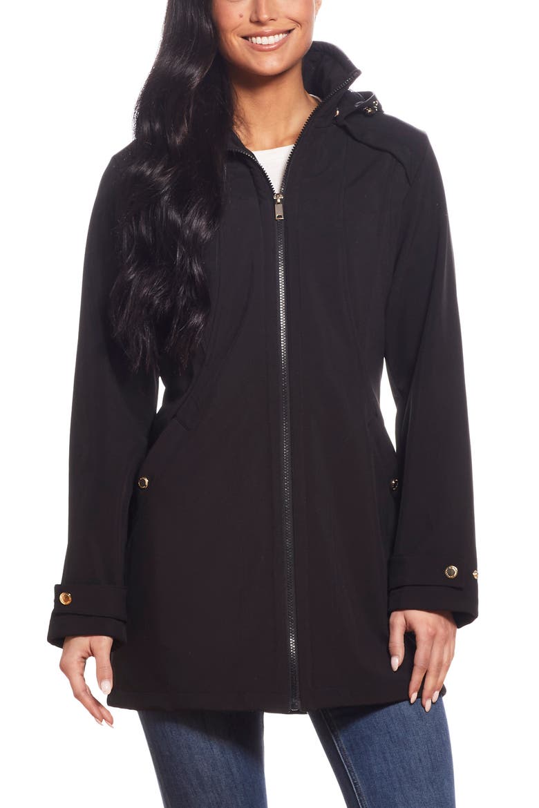 Water Resistant Hooded Jacket, Main, color, BLACK
