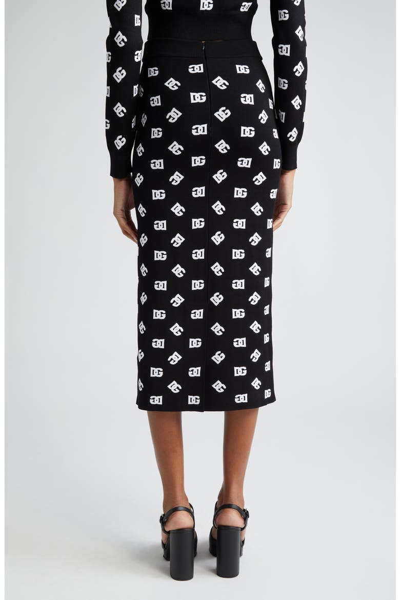 Monogram Jacquard Midi Sweater Skirt, Alternate, color, NERO/ BIANCO