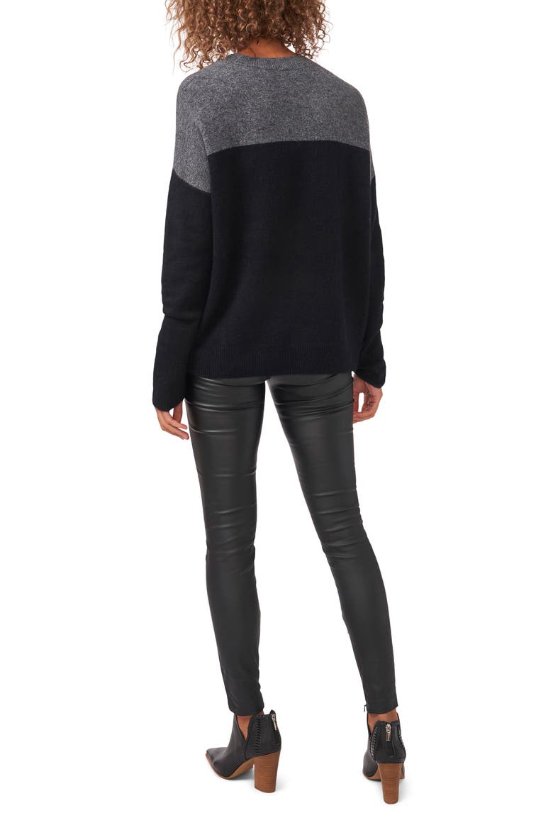 Extended Shoulder Colorblock Sweater, Alternate, color, RICH BLACK