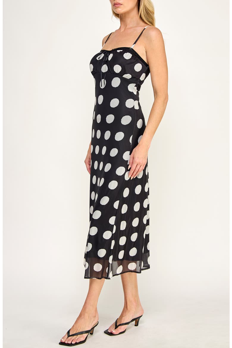Babydoll Midi Dress, Alternate, color, BLACK/ IVORY