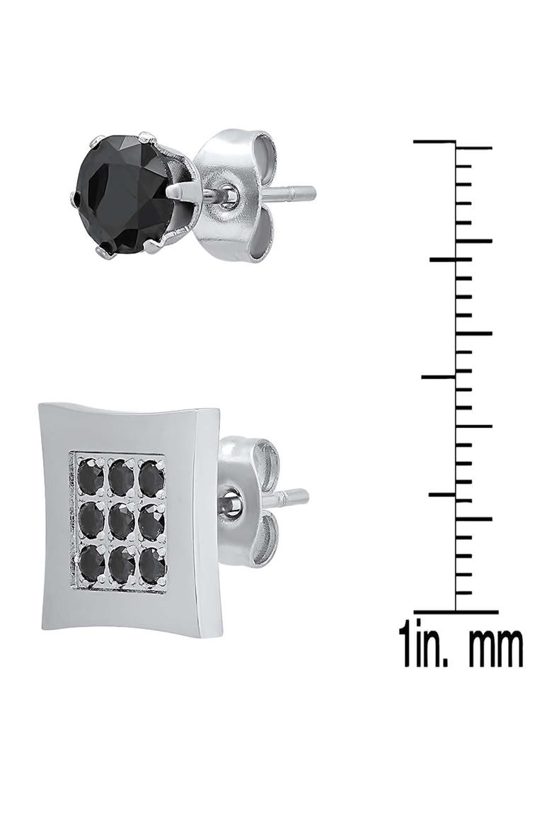 Set of 2 Assorted Simulated Black Diamond Stud Earrings, Alternate, color, BLACK