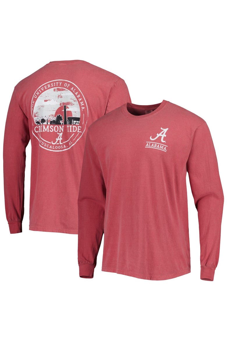 Men's Crimson Alabama Crimson Tide Circle Campus Scene Long Sleeve T-Shirt, Main, color, Crimson