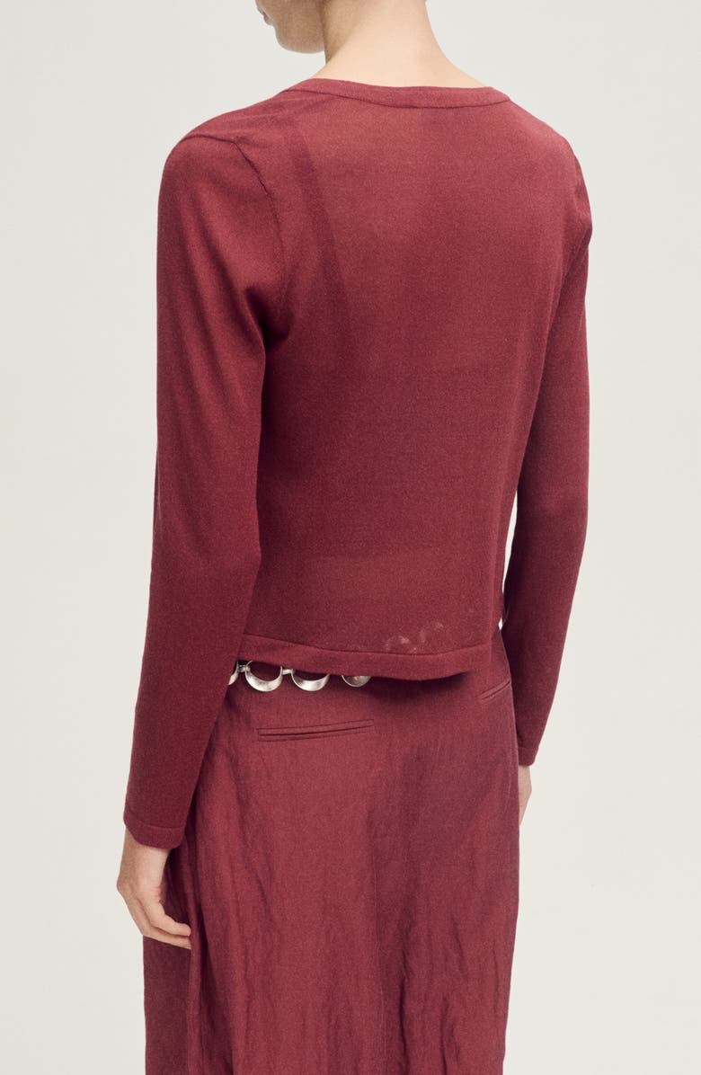 MANGO Semisheer Cardigan, Alternate, color, Burgundy