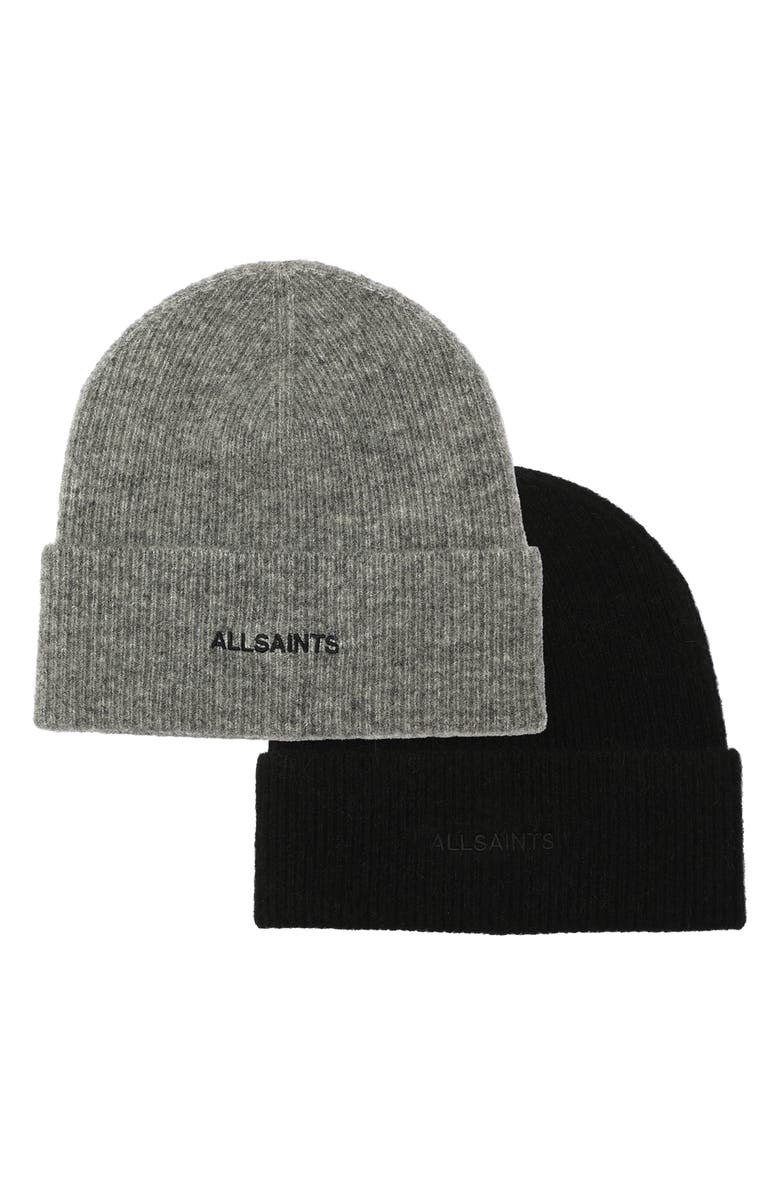 AllSaints Underground Rib Beanie, Alternate, color, Black