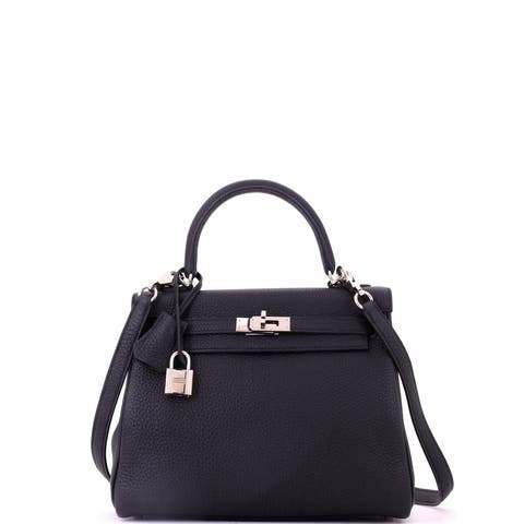Kelly Handbag Black Togo with Palladium Hardware 25