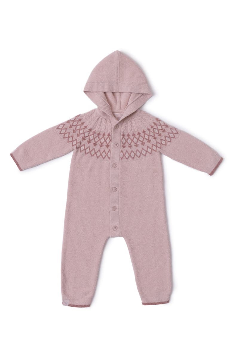 Barefoot Dreams<sup>®</sup> CozyChic<sup>™</sup> Ultra Lite<sup>®</sup> Fair Isle Hooded Romper, Main, color, Dusty Rose Multi