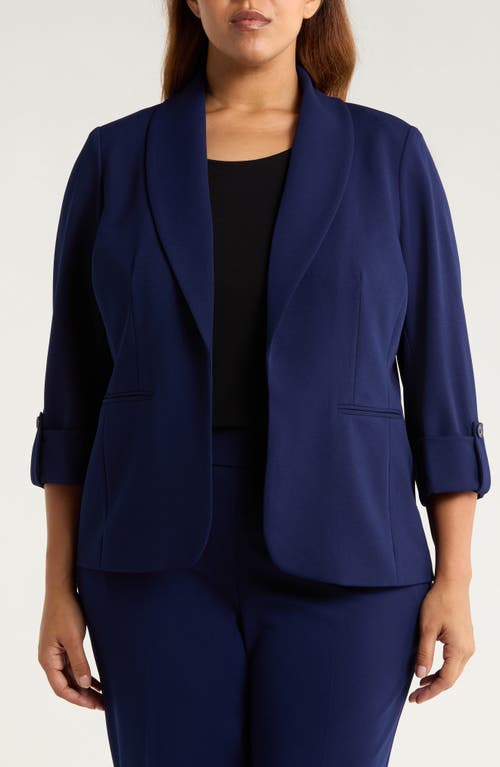 Ak Anne Klein Open Front Shawl Collar Jacket In Blue