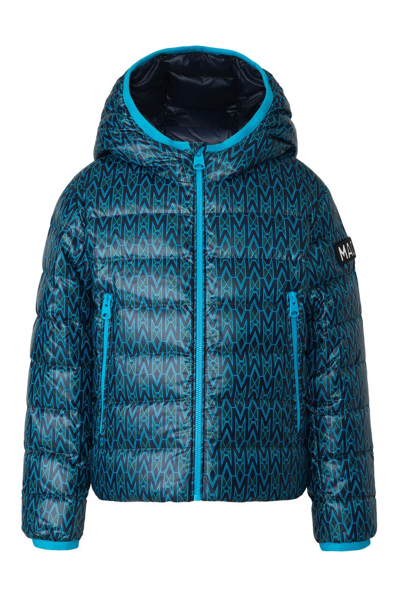 Kids' Amiri Monogram Print Puffer Jacket, Alternate, color, AQUA-MARINE BLUE