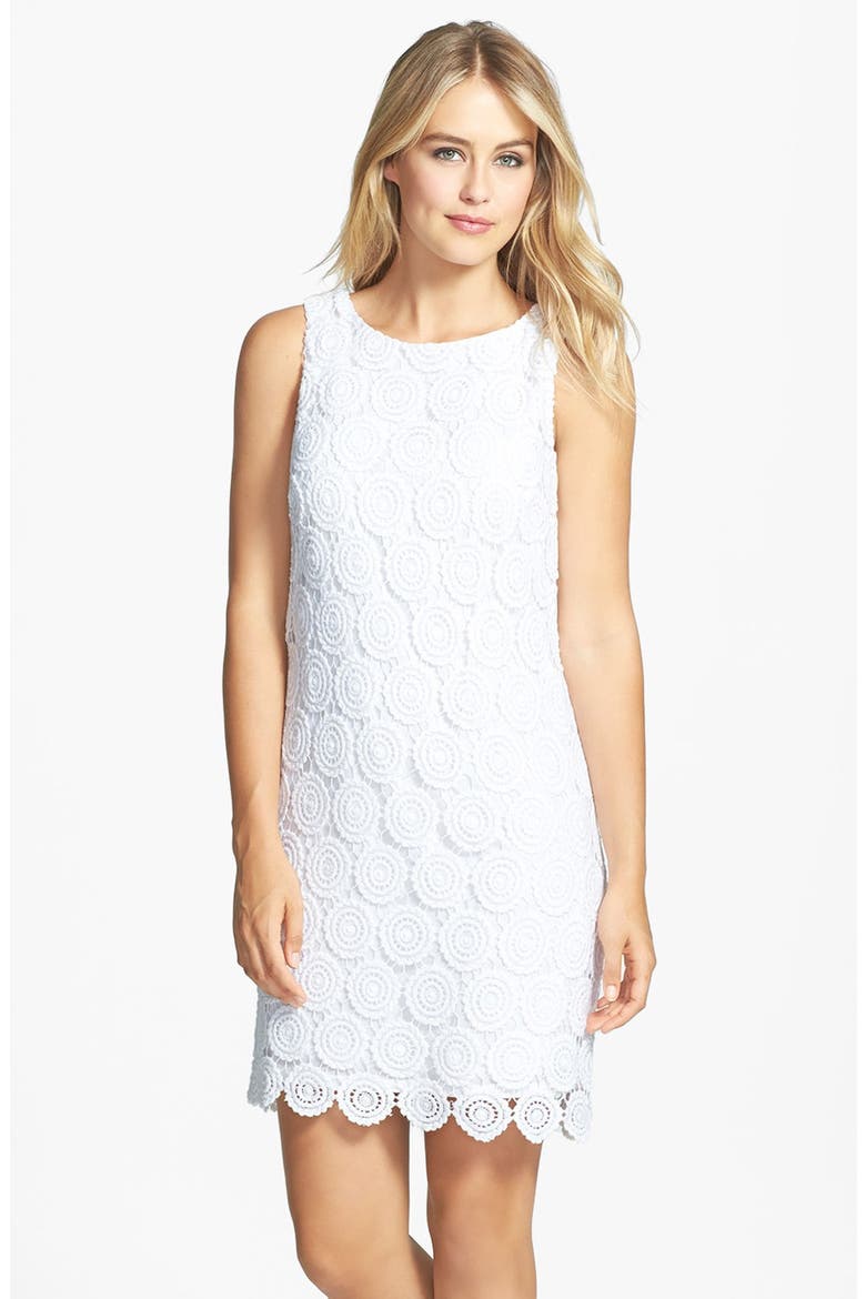 Eyelet Lace Shift Dress, Main, color, WHITE