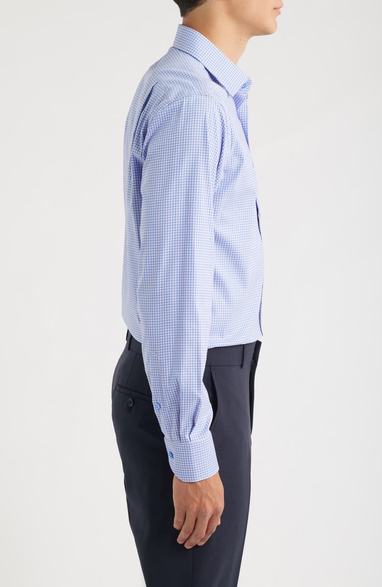 Lorenzo Uomo Trim Fit Check Stretch Cotton Blend Dress Shirt, Alternate, color, Light Blue/ Pink