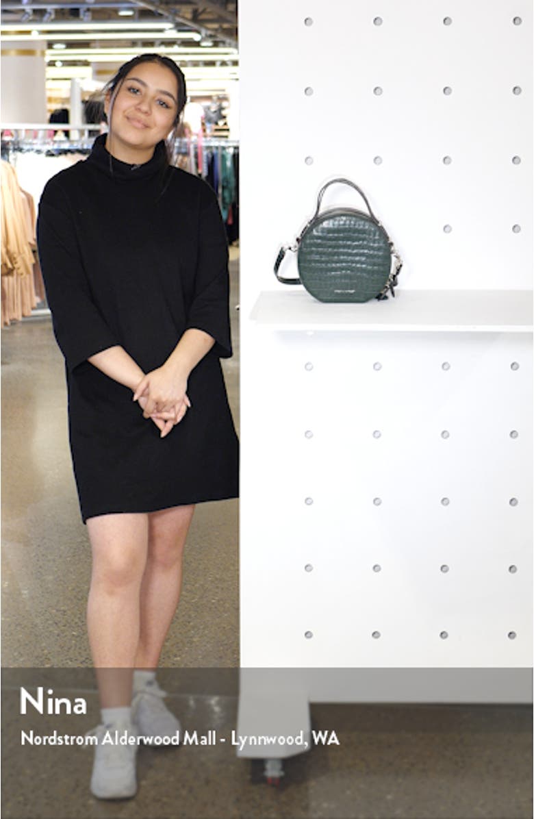 Jody Croc Embossed Leather Circle Crossbody Bag, sales video thumbnail