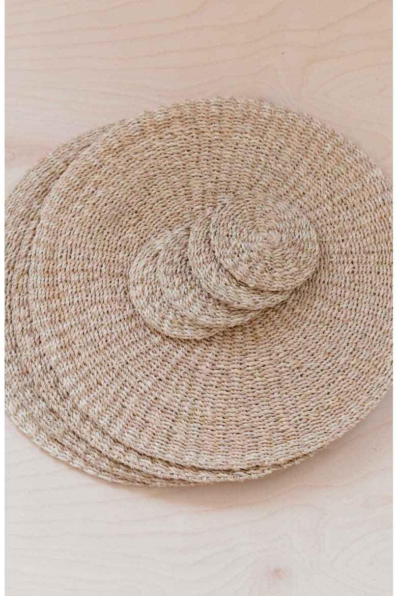 Abaca Round Placemats, Set of 2, Alternate, color, Natural