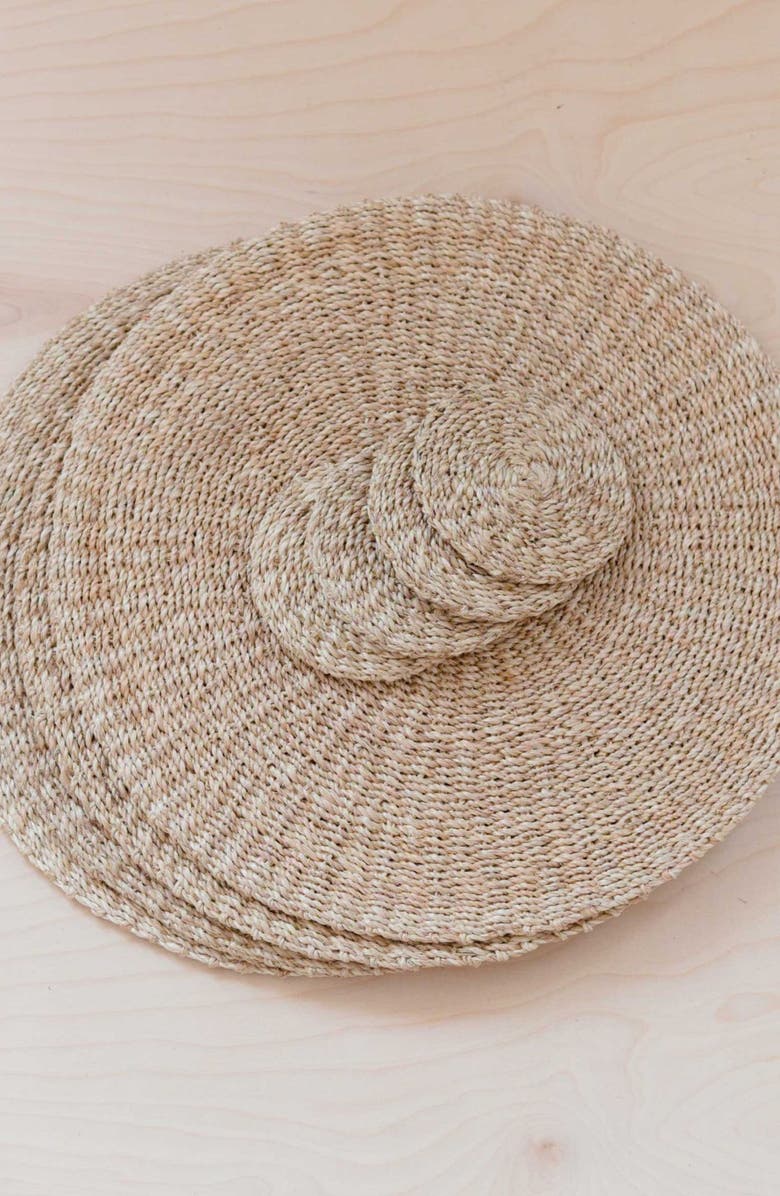 LIKHA Abaca Round Placemats, Set of 2, Alternate, color, Natural