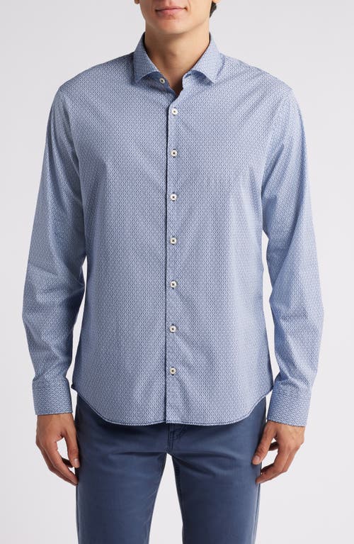 Brax Harold Hi Flex Cotton Button-Up Shirt in Dark Navy 