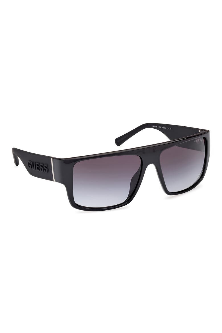 Rectangular Sunglasses, Alternate, color, SHINY BLACK / GRADIENT SMOKE