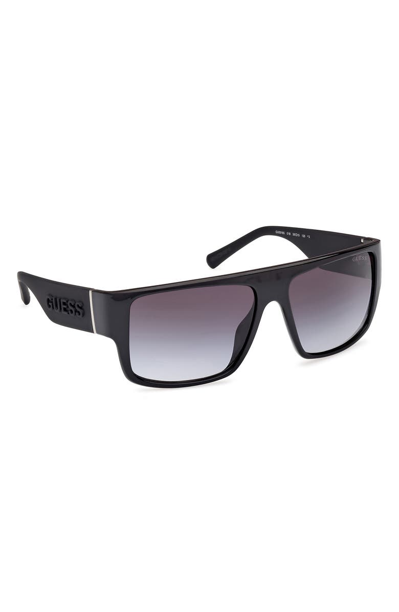GUESS Rectangular Sunglasses, Alternate, color, Shiny Black / Gradient Smoke