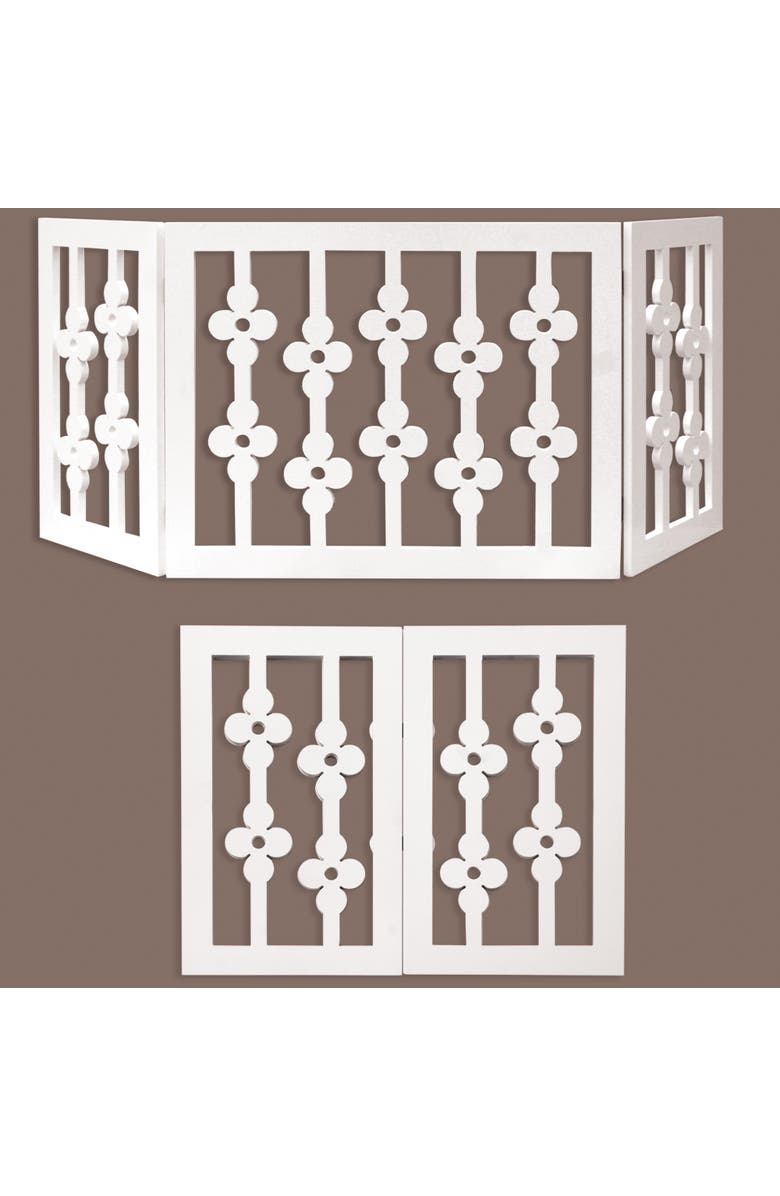 Etna Products Wooden Pet Gate White Floral, 3Section Dog Gate, Assembled, Alternate, color,
