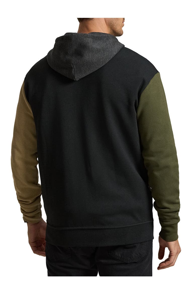 Big & Tall Double-Knit Colorblocked Zip-Front Hoodie, Alternate, color, POLO BLACK MULTI