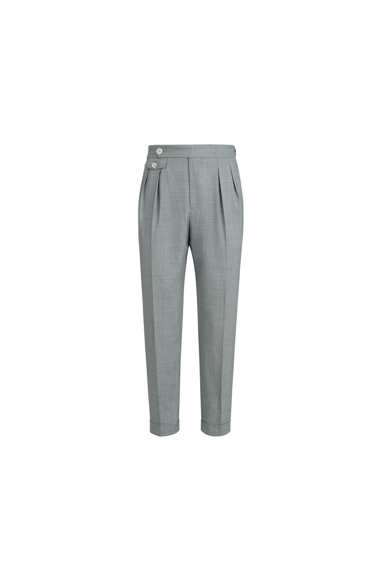 Trousers with double pleats and tabs, Alternate, color, Grey