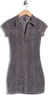 BDG Urban Outfitters Short Sleeve Corduroy Mini Shirtdress