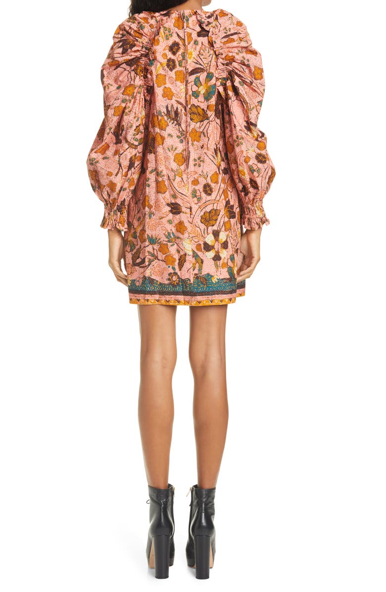 Ulla Johnson Devya Floral Long Balloon Sleeve Shift Dress, Alternate, color, 