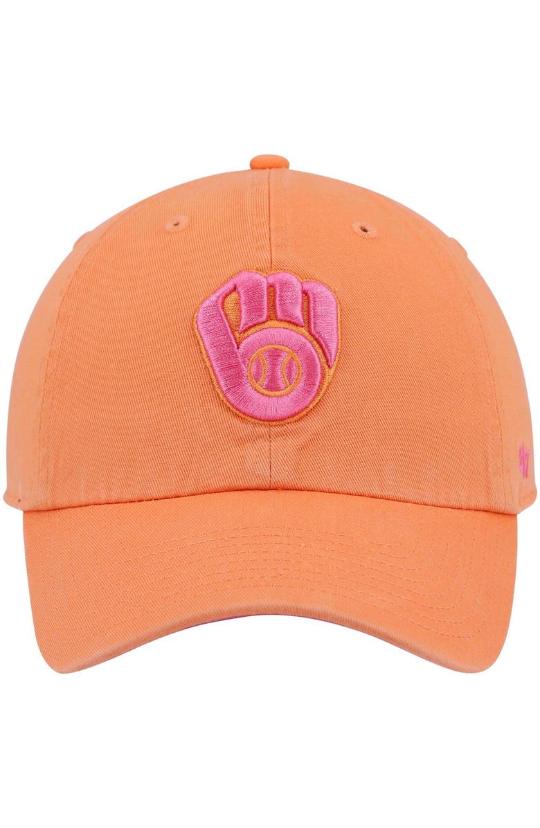 '47 Men's '47 Orange Milwaukee Brewers Mango Magenta Undervisor Clean Up Adjustable Hat, Alternate, color, 
