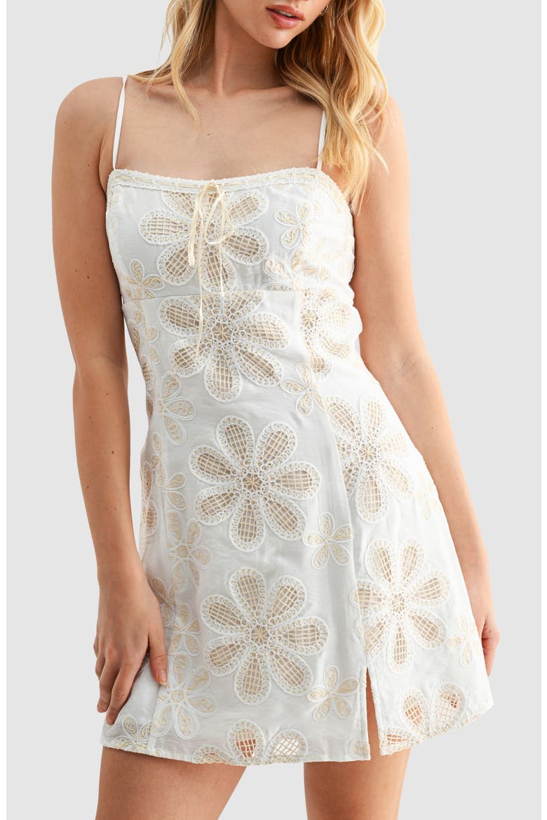 Floral Embroidered Mini Sundress, Alternate, color, IVORY TAUPE