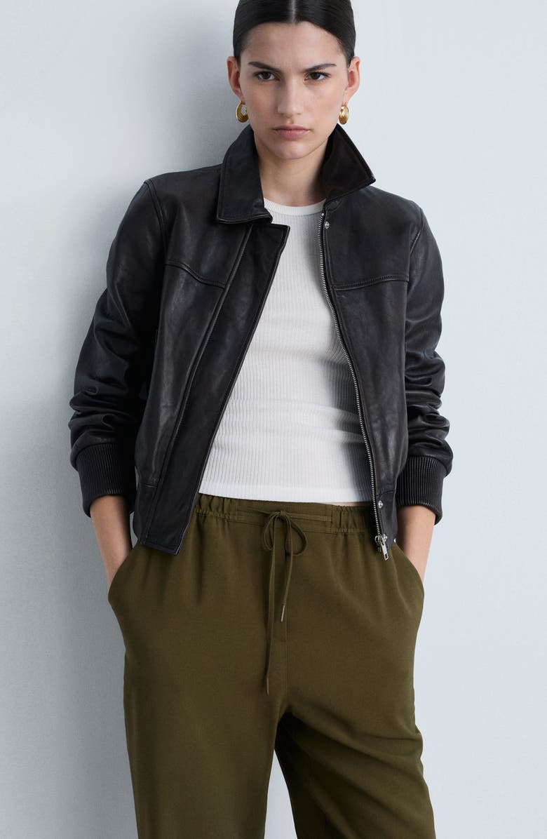 MANGO Elastic Waist Flowy Pants, Alternate, color, Khaki Green