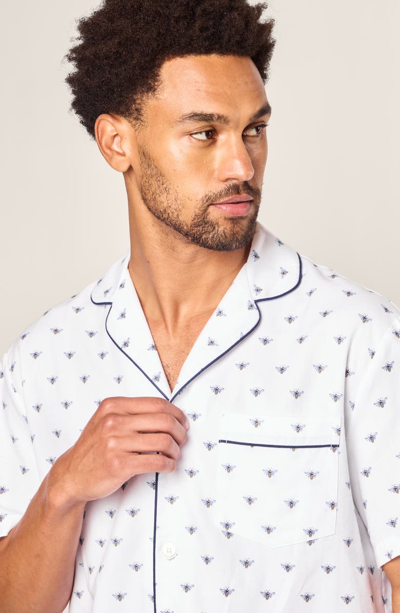 Petite Plume Buzzing Bees Cotton Short Pajamas, Alternate, color, White