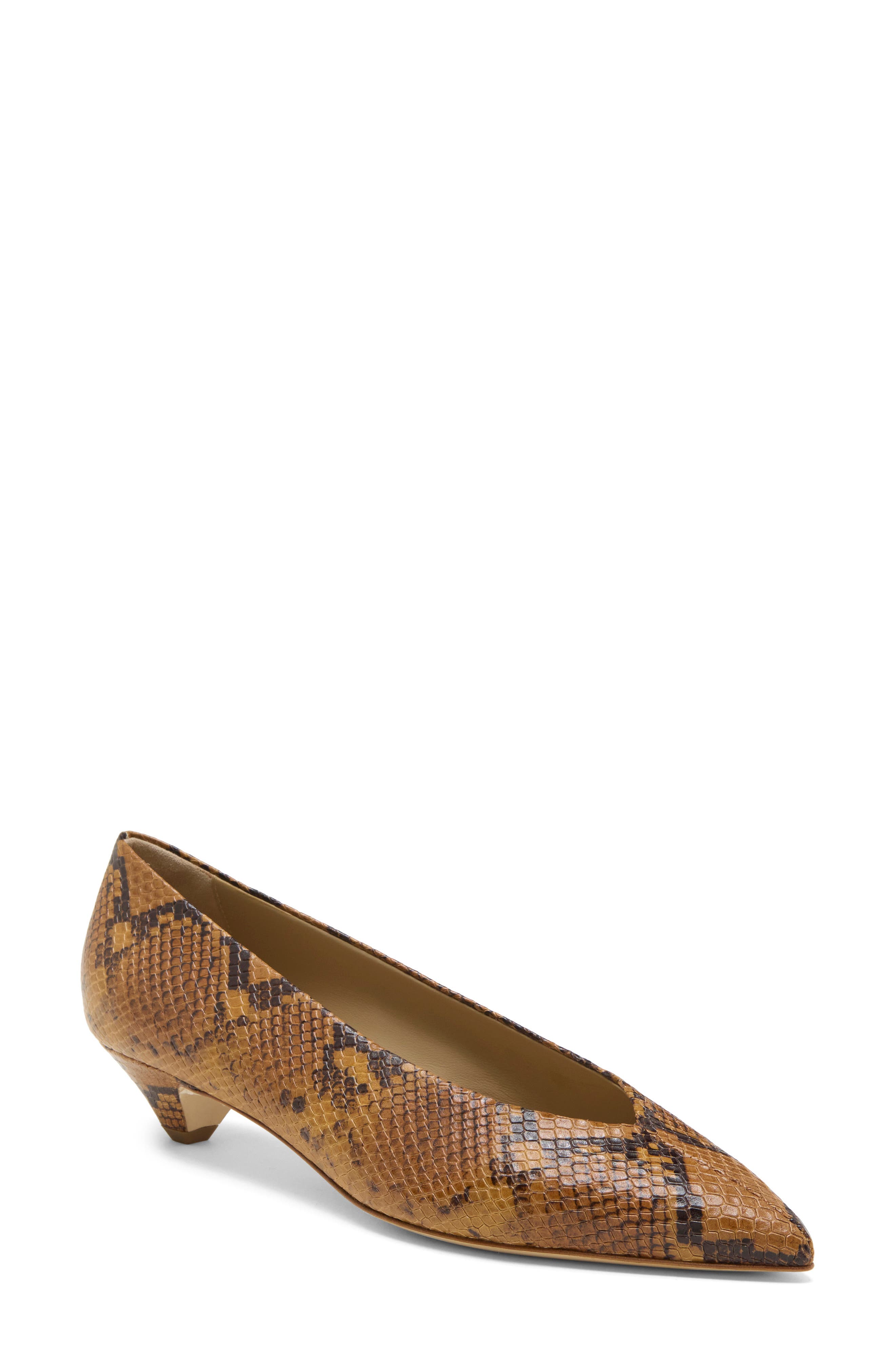 Trap Leather Pump, Main, color, MUSTARD PYTHON