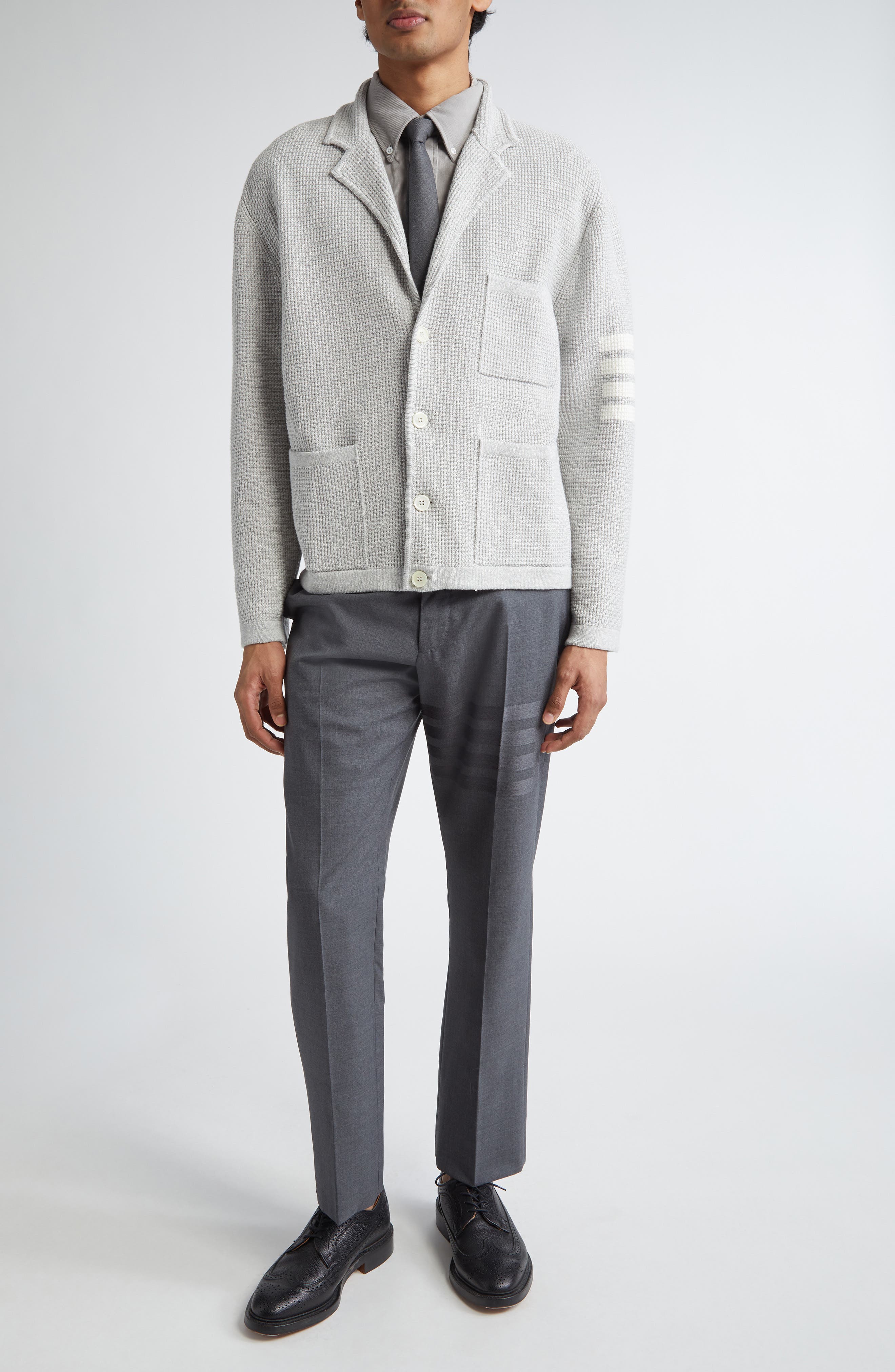 4-Bar Waffle Knit Sweater Jacket - image 2