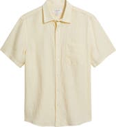 Nordstrom Solid Short Sleeve Linen Button-Up Shirt