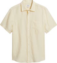 Nordstrom Solid Short Sleeve Linen Button-Up Shirt