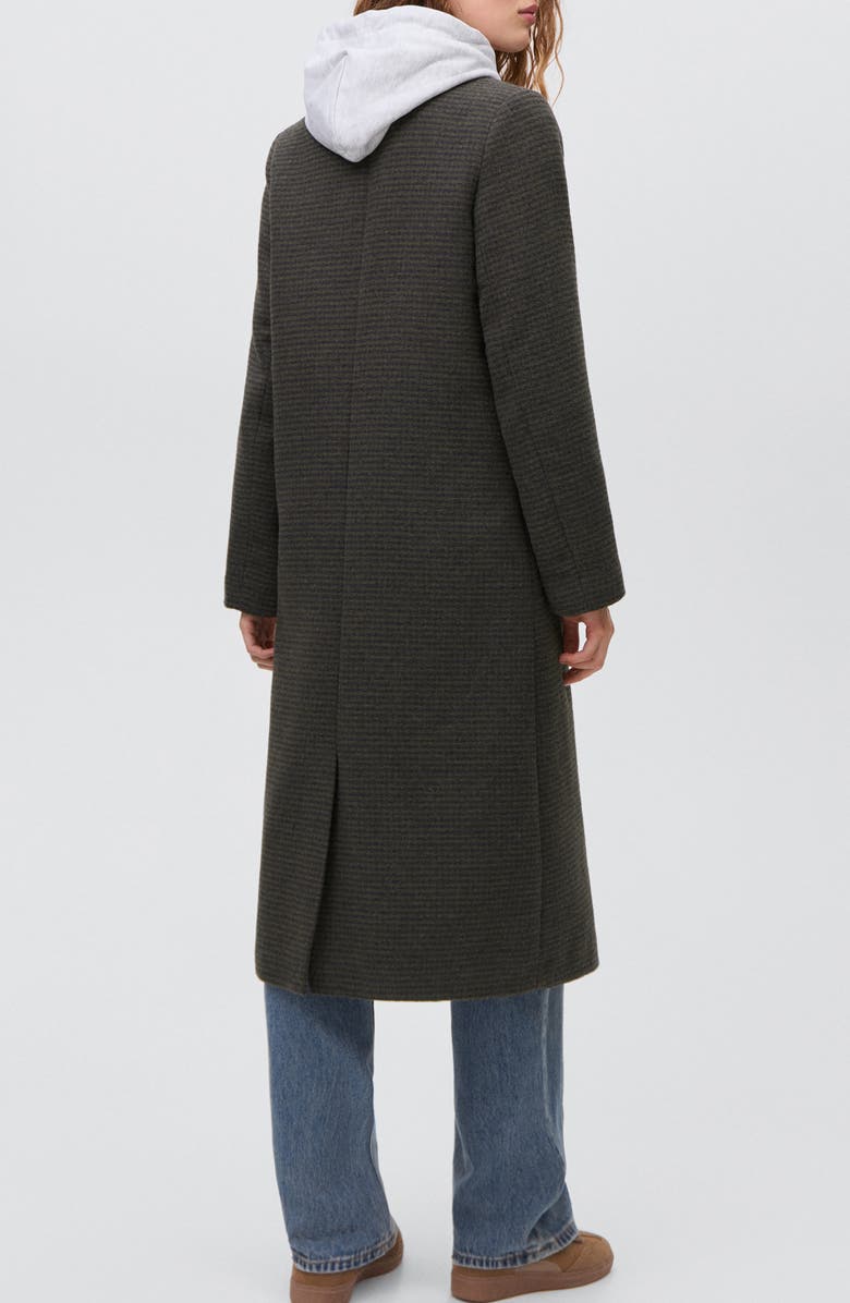 MANGO TEEN Long Check Coat, Alternate, color, Grey