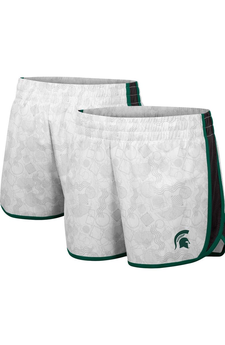 COLOSSEUM Women's Colosseum White Michigan State Spartans The Plastics Geo Print Shorts, Main, color, 