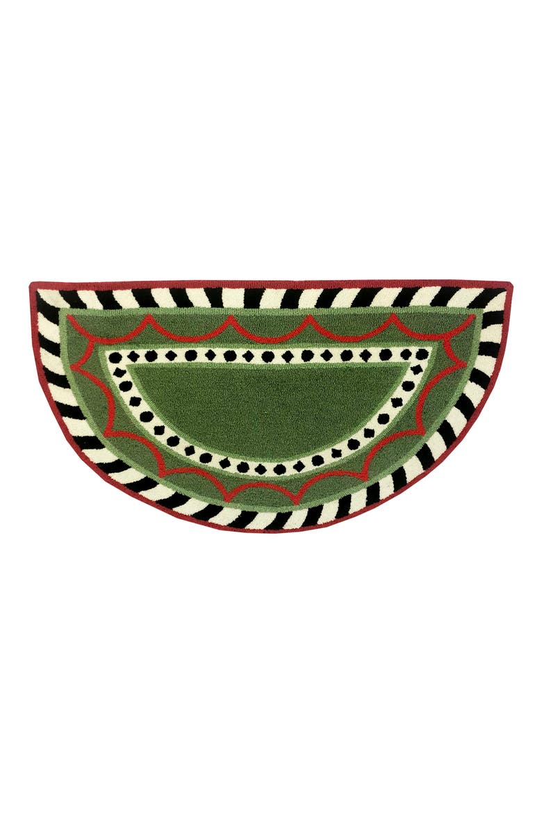 Harper Half Circle Doormat, Main, color, GREEN RED WHITE