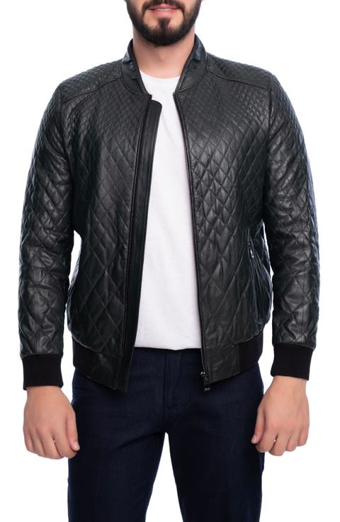 Quilted Leather Bomber Jacket