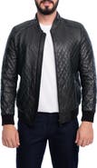VELLAPAIS Quilted Leather Bomber Jacket
